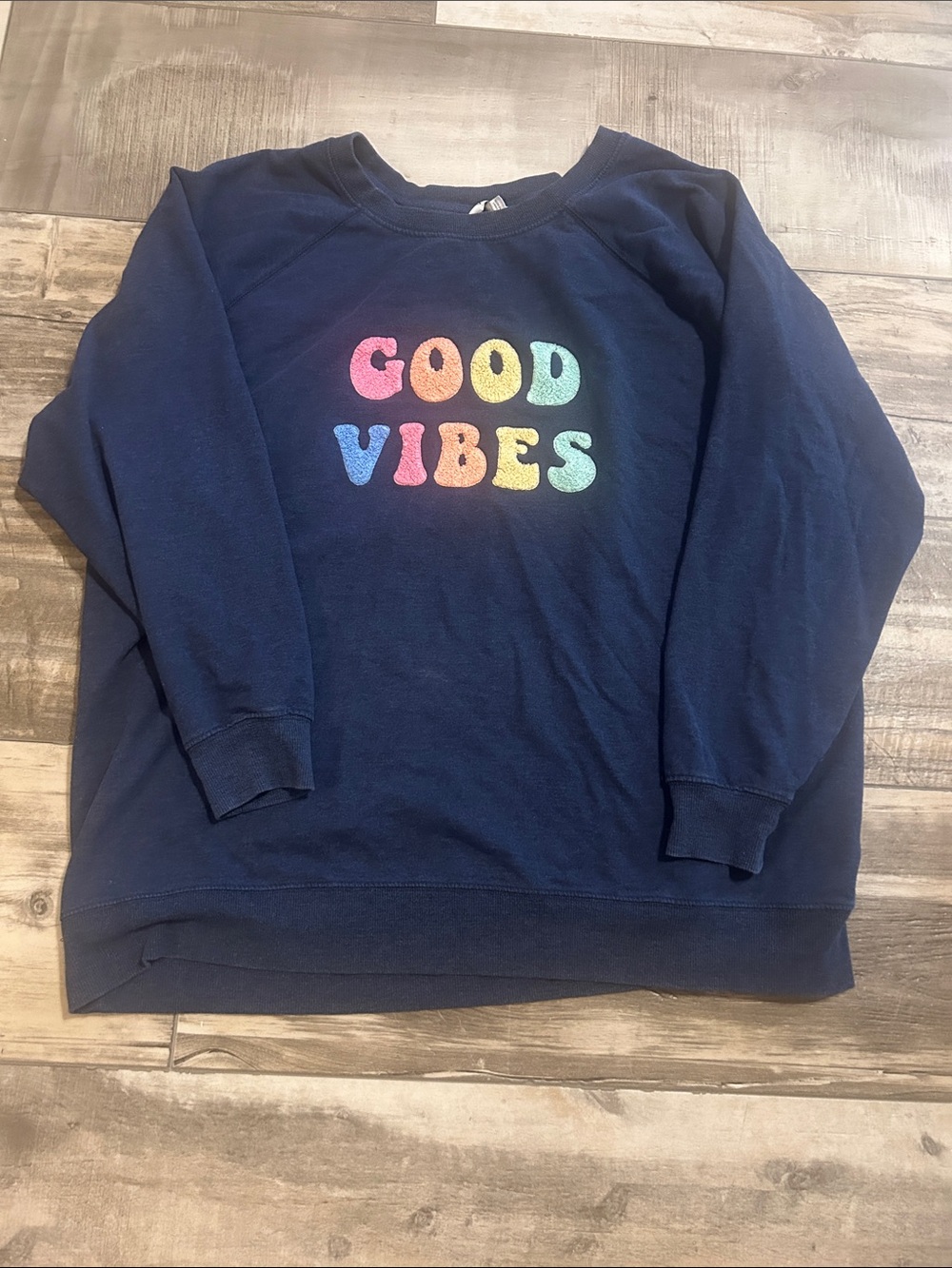 Women’s Navy 'Good Vibes' Pullover Sweatshirt by wild fox size XXL